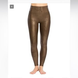 Spanx Faux Leather Leggings in Bronze Metal, size Large